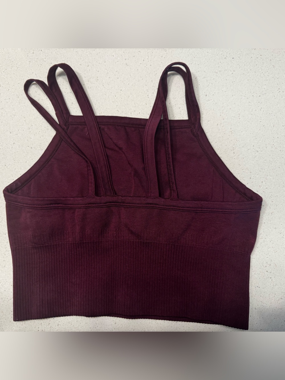 Zella Plum Ribbed Strappy Crop Top